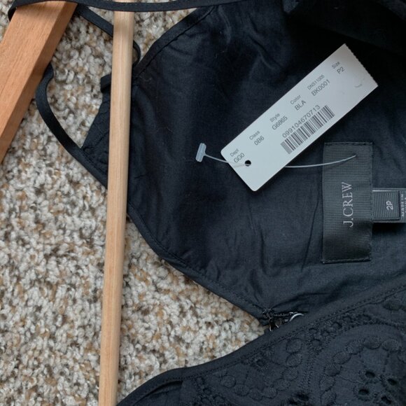 J. Crew Eyelet Double Strap Sleeveless Midi Dress Black Size - Picture 8 of 9